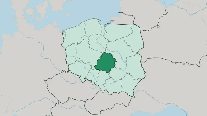 Map of Łódź Voivodeship in Poland