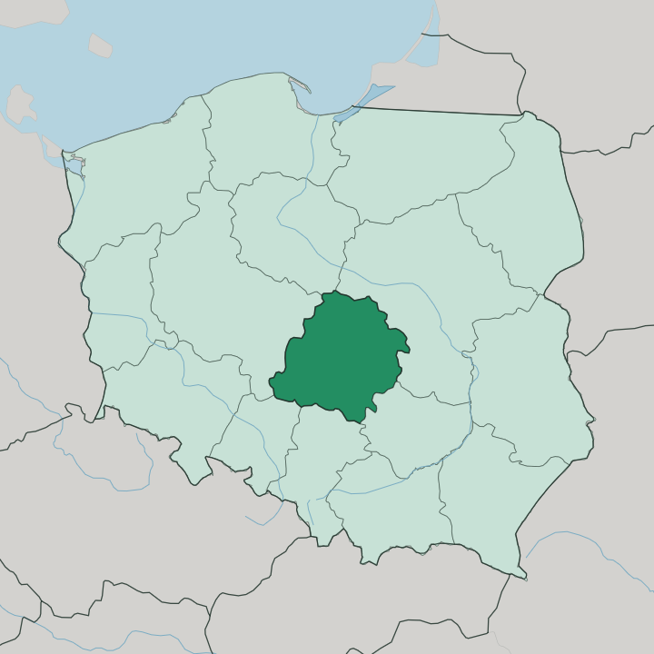 Map showing Łódź Voivodeship — In Poland