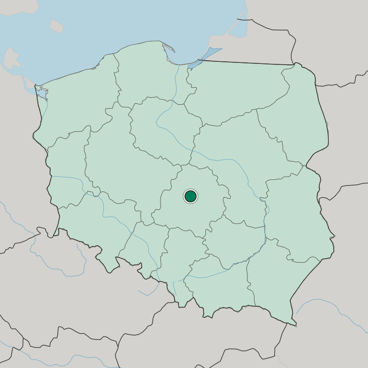 Map showing Pabianice — In Poland