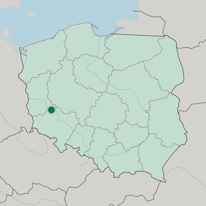 Map showing Głogów — In Poland