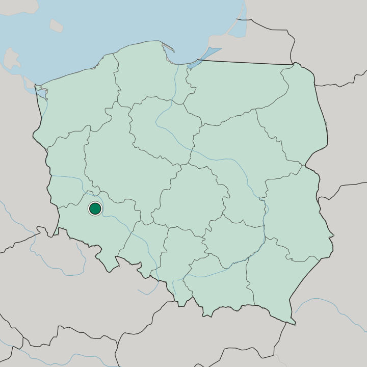 Map showing Lubin — In Poland
