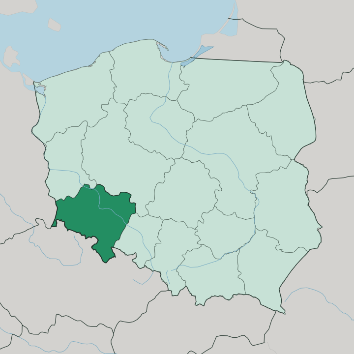 Map showing Lower Silesian Voivodeship — In Poland