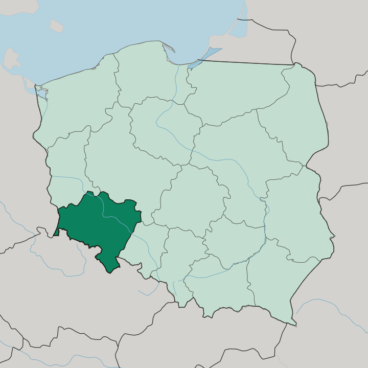Map showing Lower Silesian Voivodeship — In Poland