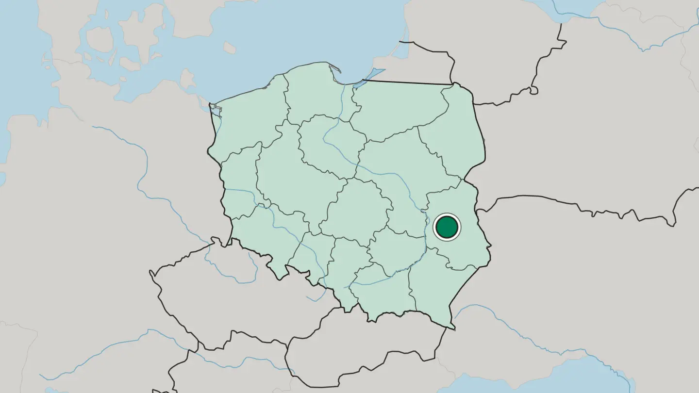 Map of Lublin in Poland