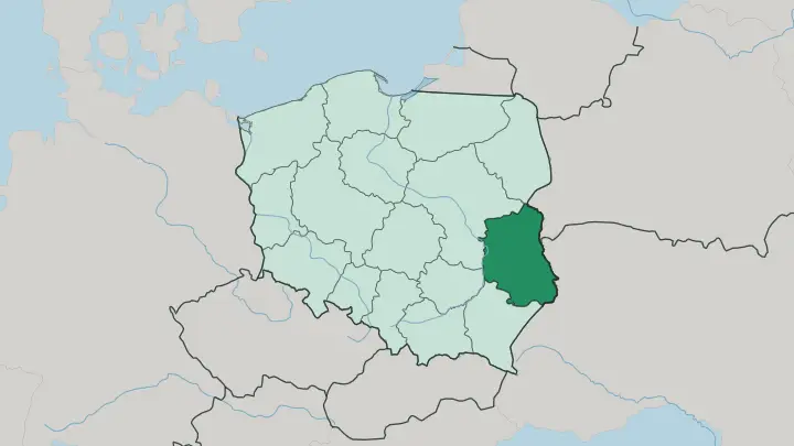 Map of Lublin Voivodeship in Poland