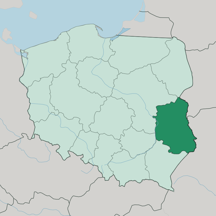 Map showing Lublin Voivodeship — In Poland