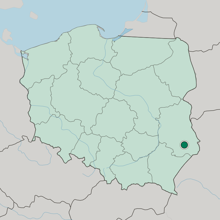 Map showing Zamość — In Poland