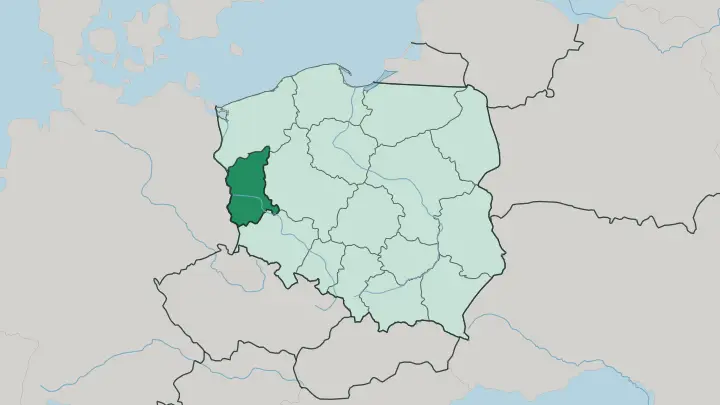 Map of Lubusz Voivodeship in Poland