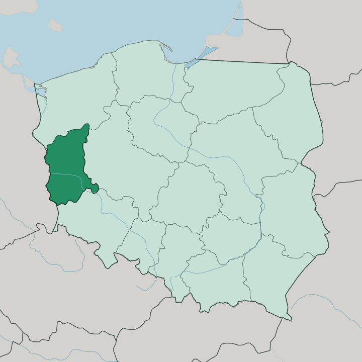 Map showing Lubusz Voivodeship — In Poland
