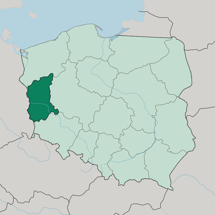 Map showing Lubusz Voivodeship — In Poland