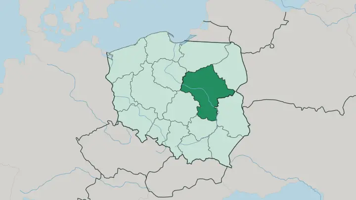 Map of Masovian Voivodeship in Poland