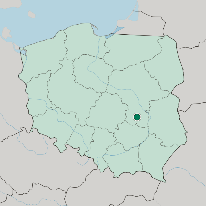 Map showing Radom — In Poland