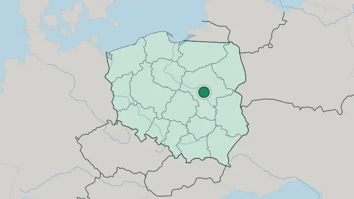 Map of Warsaw in Poland
