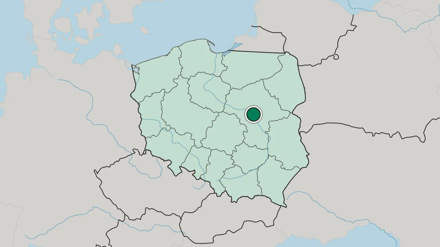 Map of Warsaw in Poland