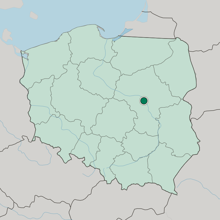 Map showing Warsaw — In Poland