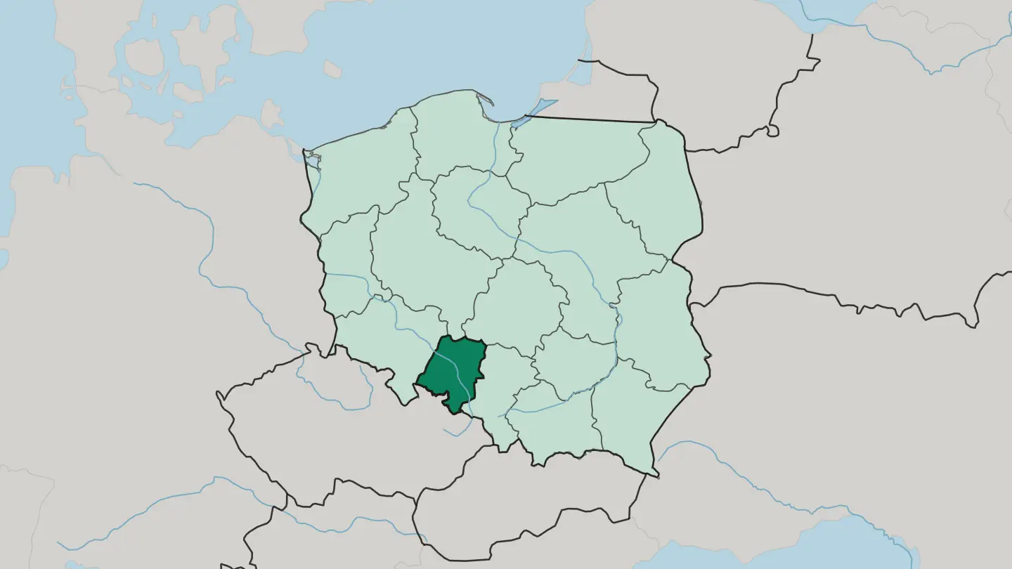 Map of Opole Voivodeship in Poland