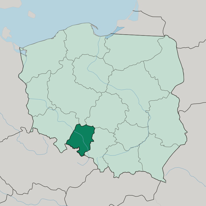 Map showing Opole Voivodeship — In Poland