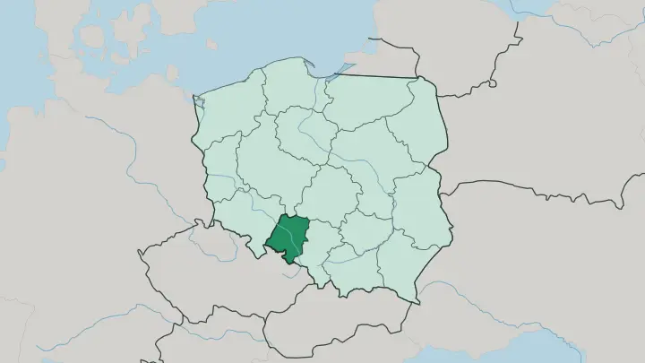 Map of Opole Voivodeship in Poland