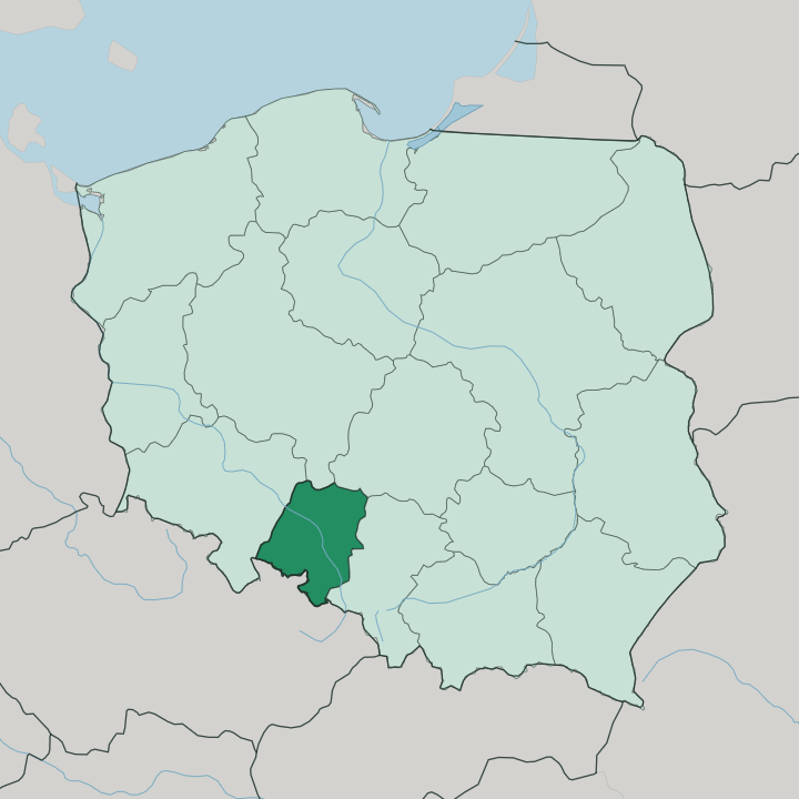 Map showing Opole Voivodeship — In Poland