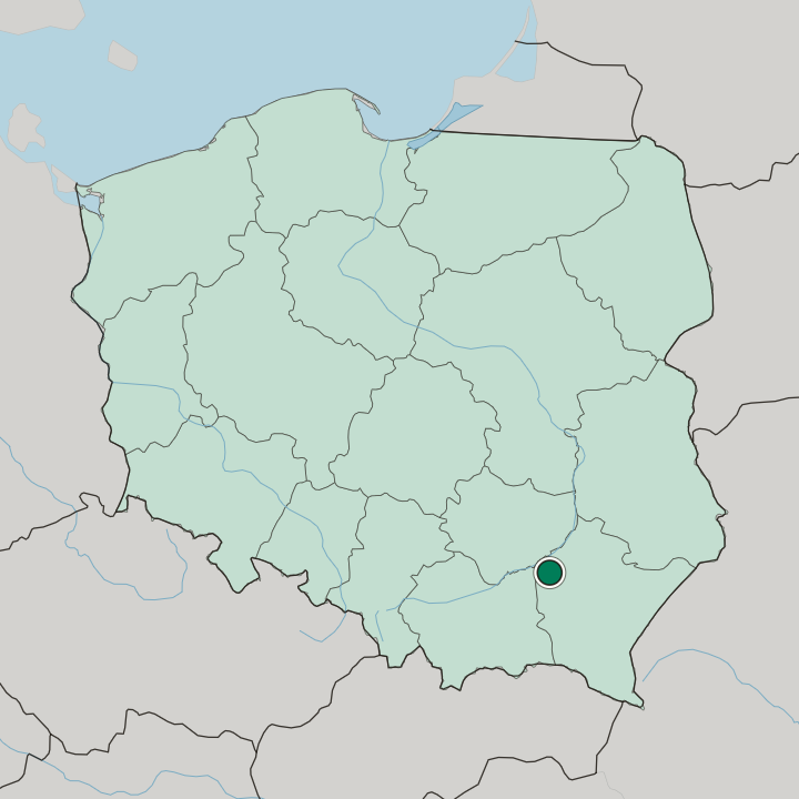 Map showing Mielec — In Poland