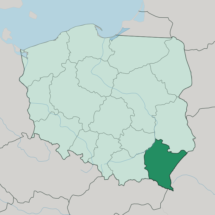 Map showing Podkarpackie Voivodeship — In Poland