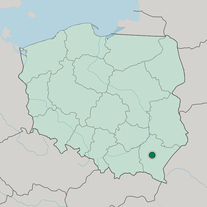 Map showing Rzeszów — In Poland