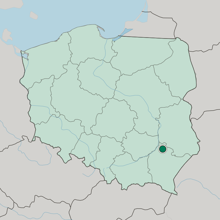 Map showing Rozwadów — In Poland