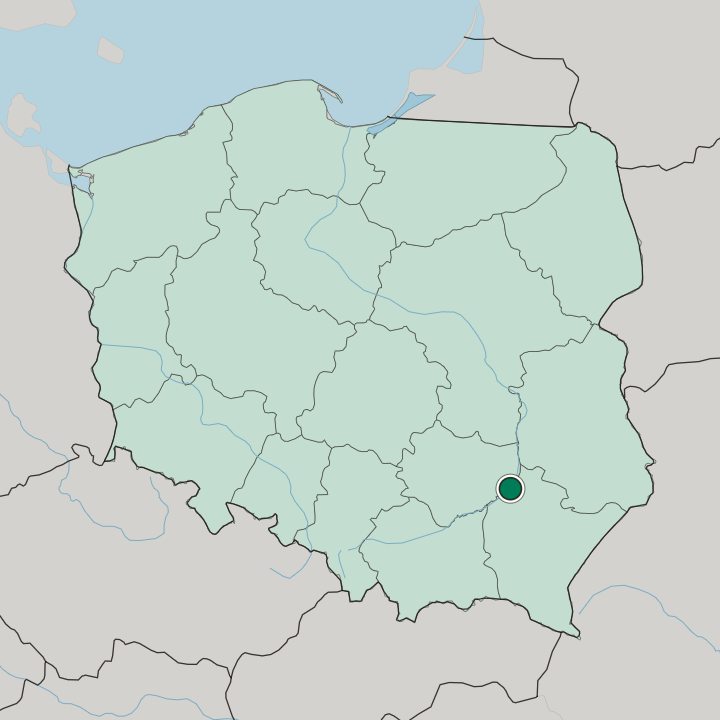 Map showing Tarnobrzeg — In Poland