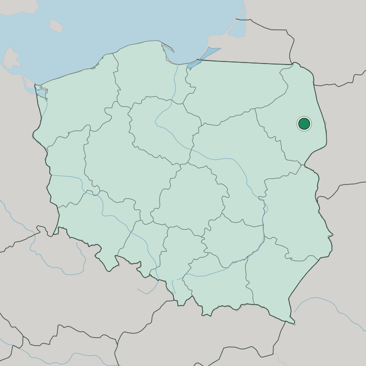 Map showing Białystok — In Poland