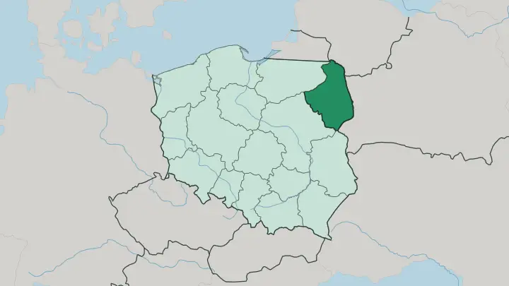 Map of Podlaskie Voivodeship in Poland