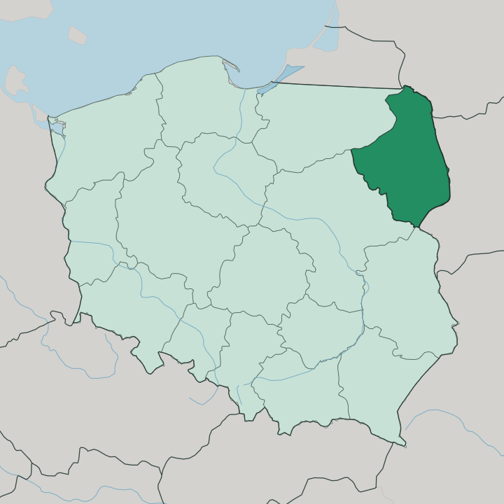 Map showing Podlaskie Voivodeship — In Poland