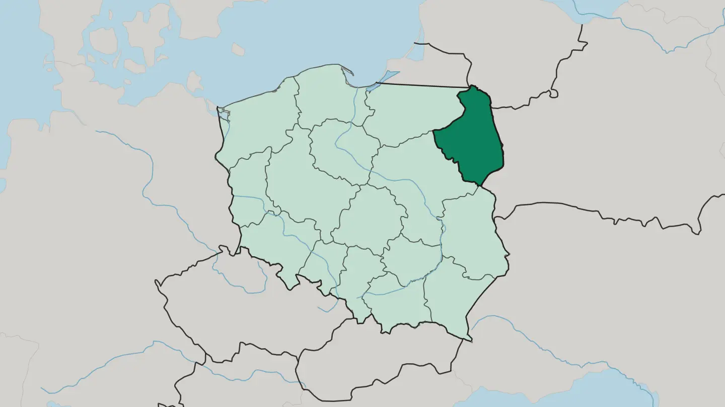 Map of Podlaskie Voivodeship in Poland