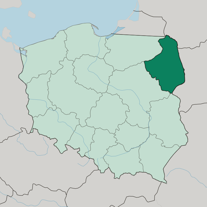 Map showing Podlaskie Voivodeship — In Poland