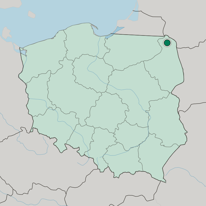 Map showing Suwałki — In Poland