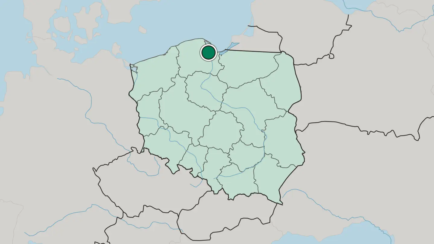 Map of Gdańsk in Poland