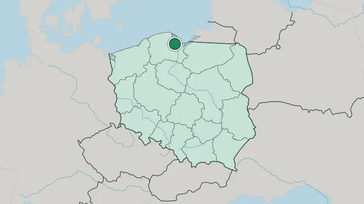 Map of Gdańsk in Poland