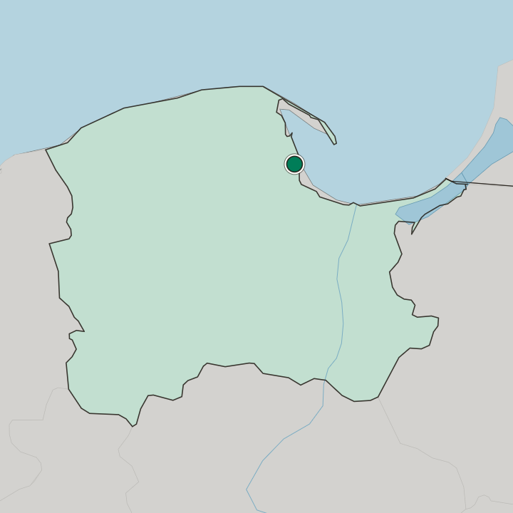 Map showing Gdynia — In Pomeranian Voivodeship