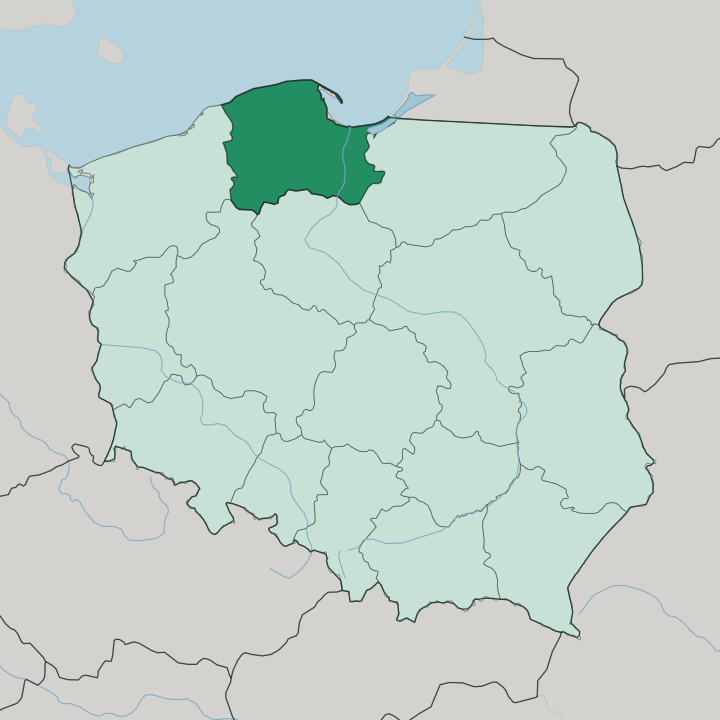 Map showing Pomeranian Voivodeship — In Poland