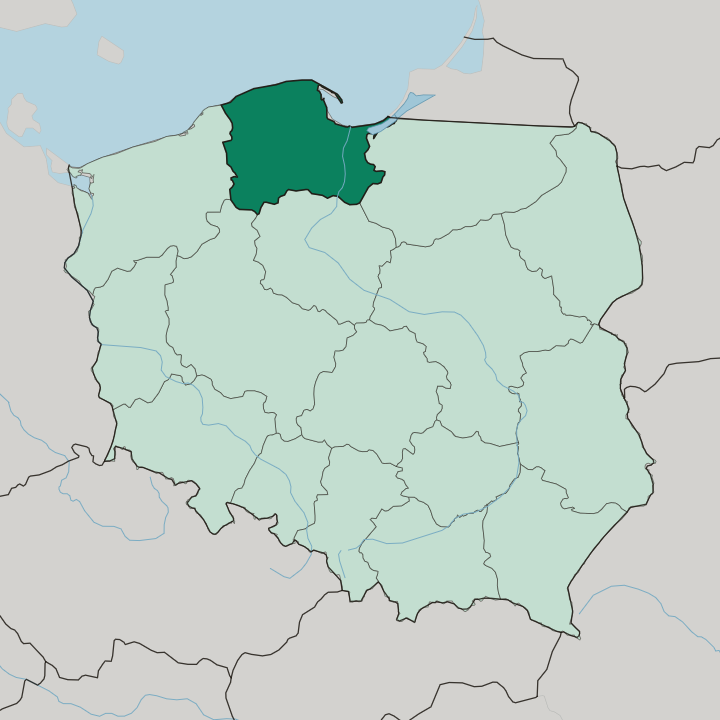Map showing Pomeranian Voivodeship — In Poland