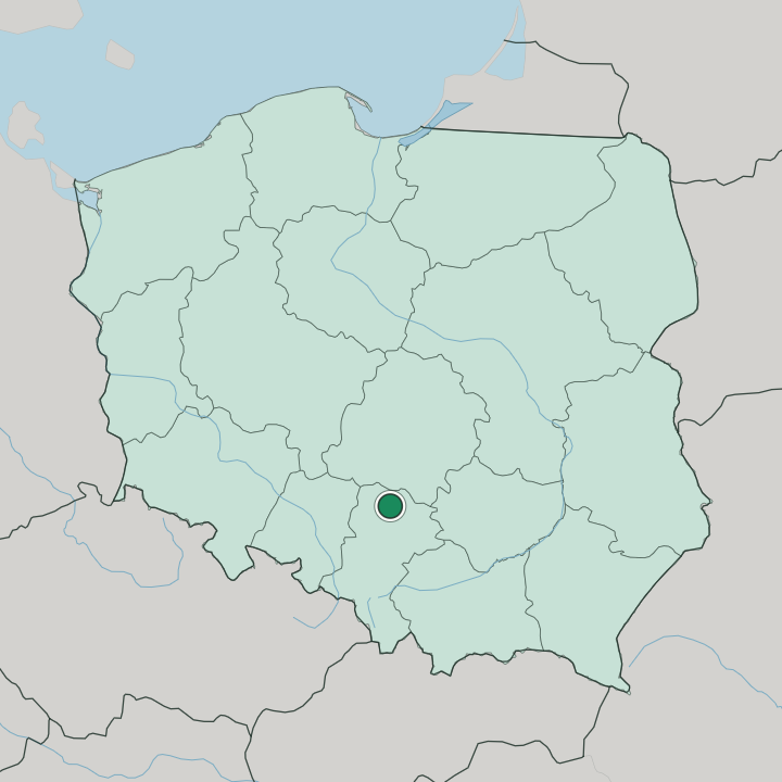 Map showing Częstochowa — In Poland