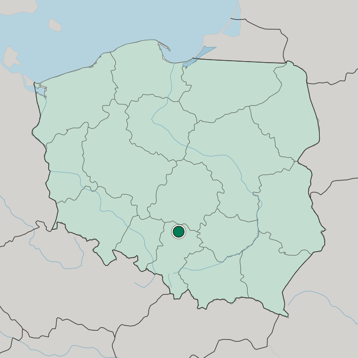 Map showing Częstochowa — In Poland