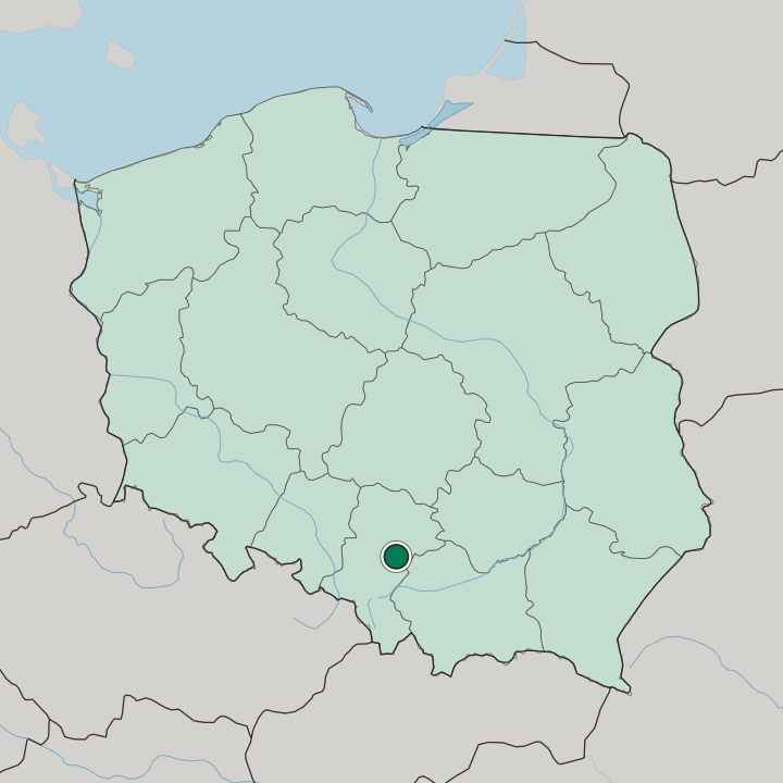 Map showing Dąbrowa Górnicza — In Poland