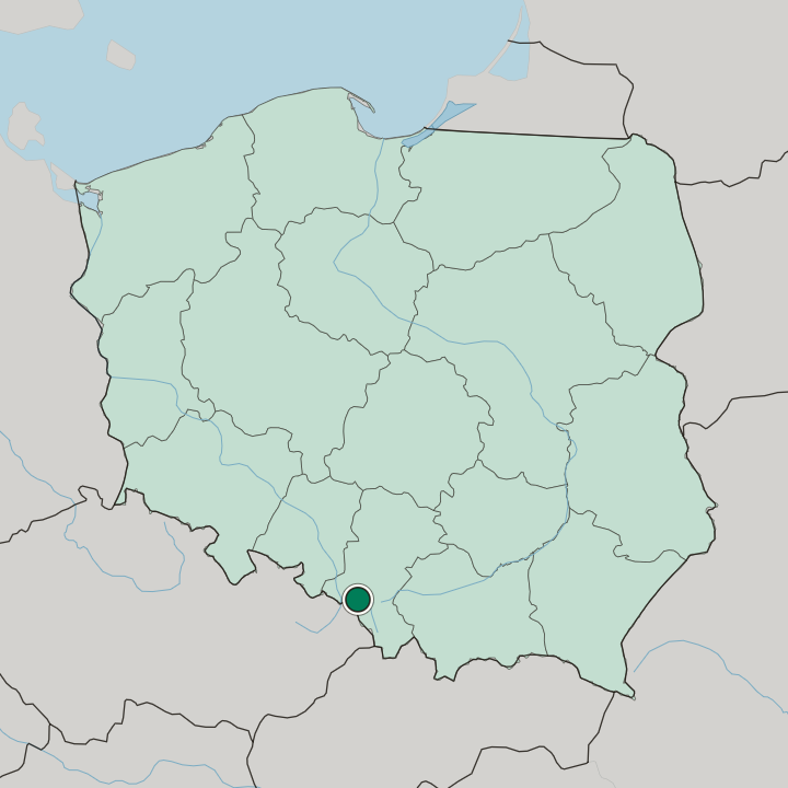 Map showing Jastrzębie Zdrój — In Poland