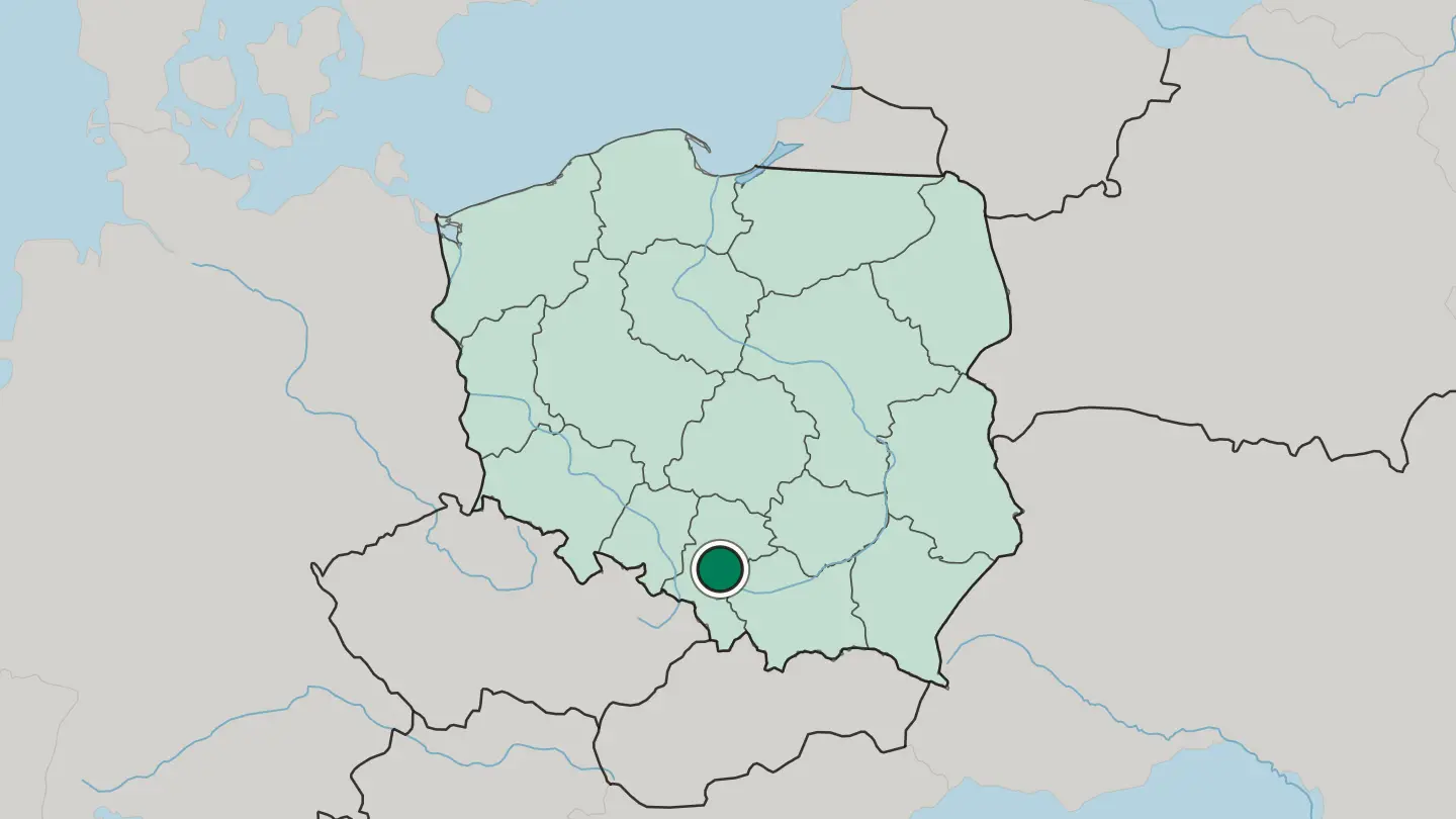 Map of Katowice in Poland