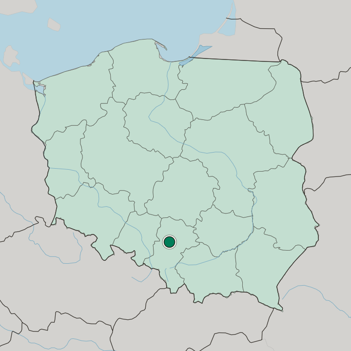 Map showing Miasteczko Śląskie — In Poland