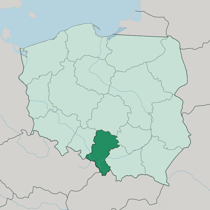 Map showing Silesian Voivodeship — In Poland