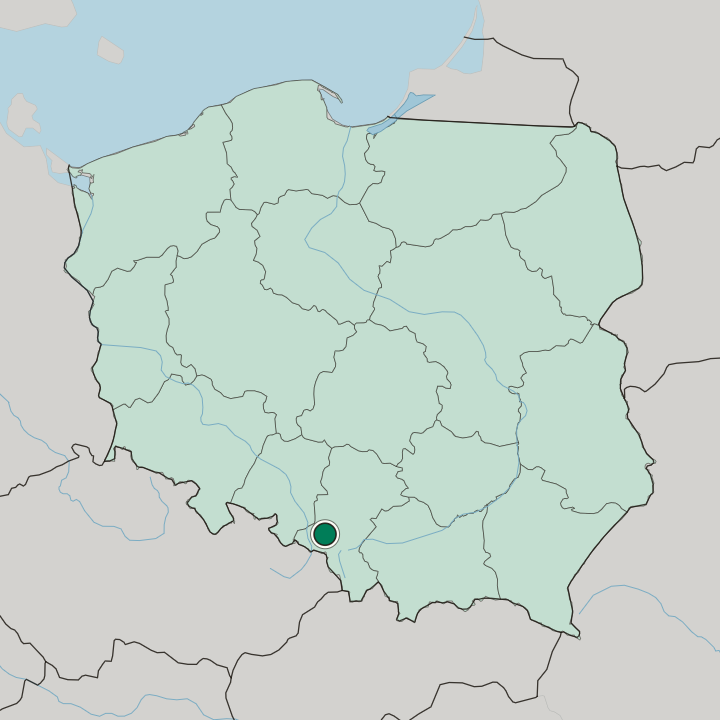 Map showing Rybnik — In Poland