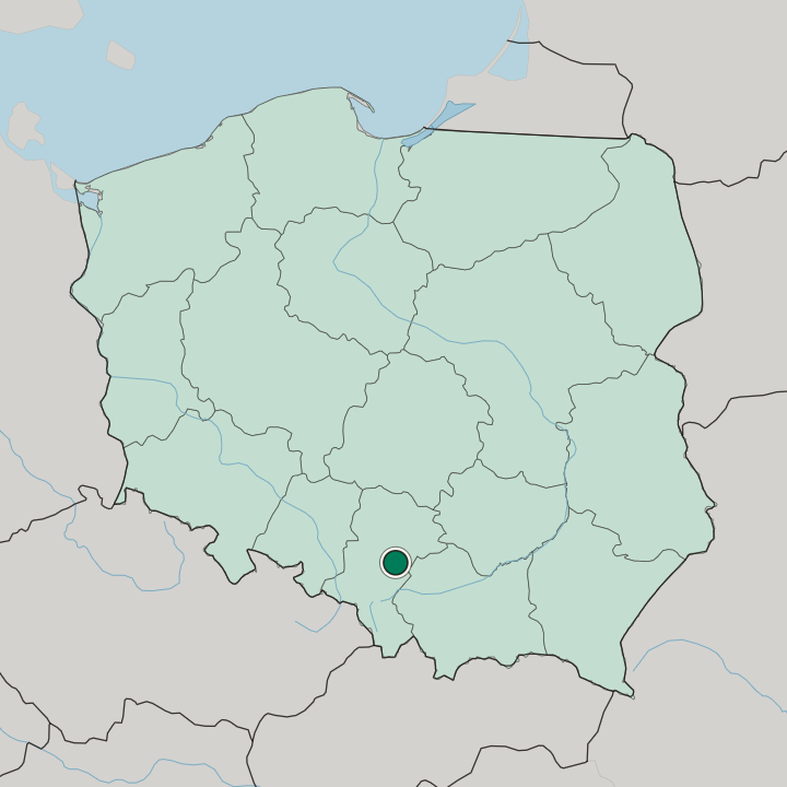 Map showing Sosnowiec — In Poland