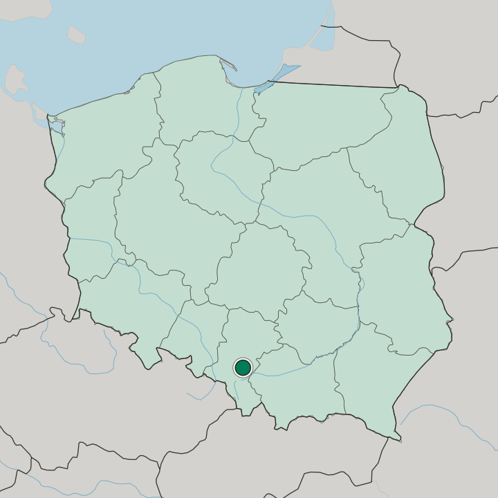 Map showing Tychy — In Poland