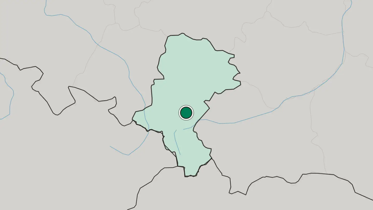 Map of Tychy in Poland